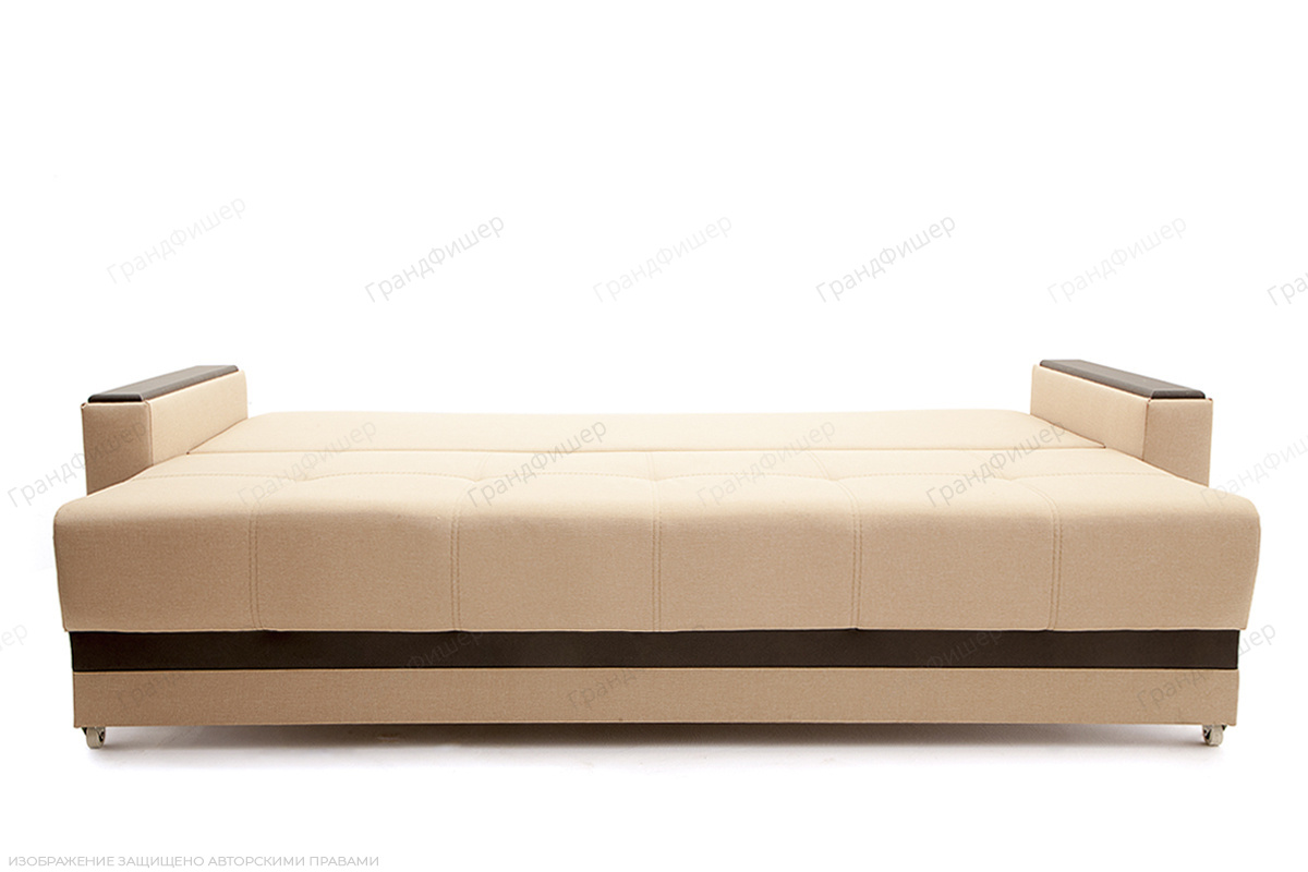 Прямой диван Атланта-3 эконом со столом Savana Camel + Sontex Umber Спальное место