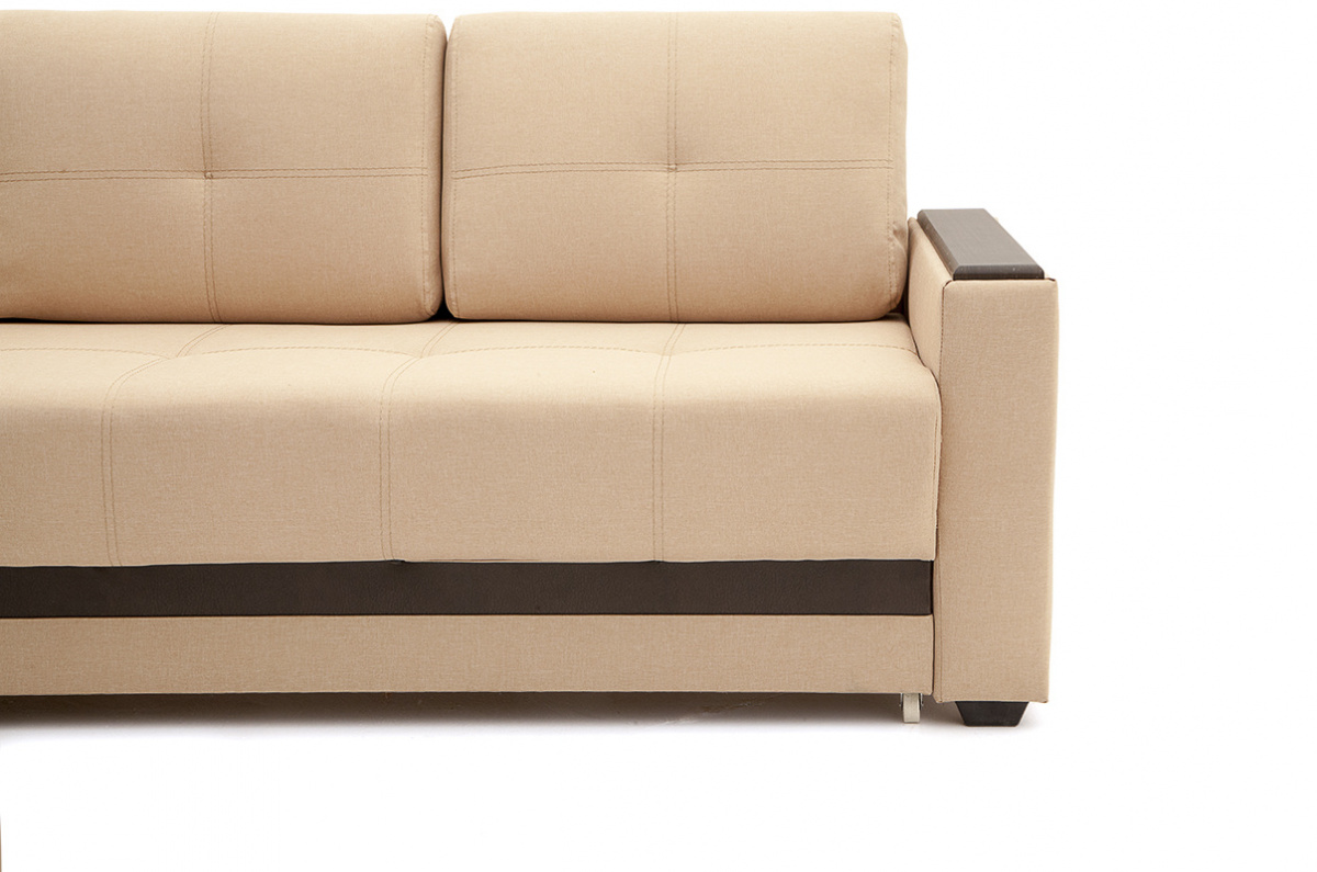 Прямой диван Атланта-3 эконом со столом Savana Camel + Sontex Umber Ножки