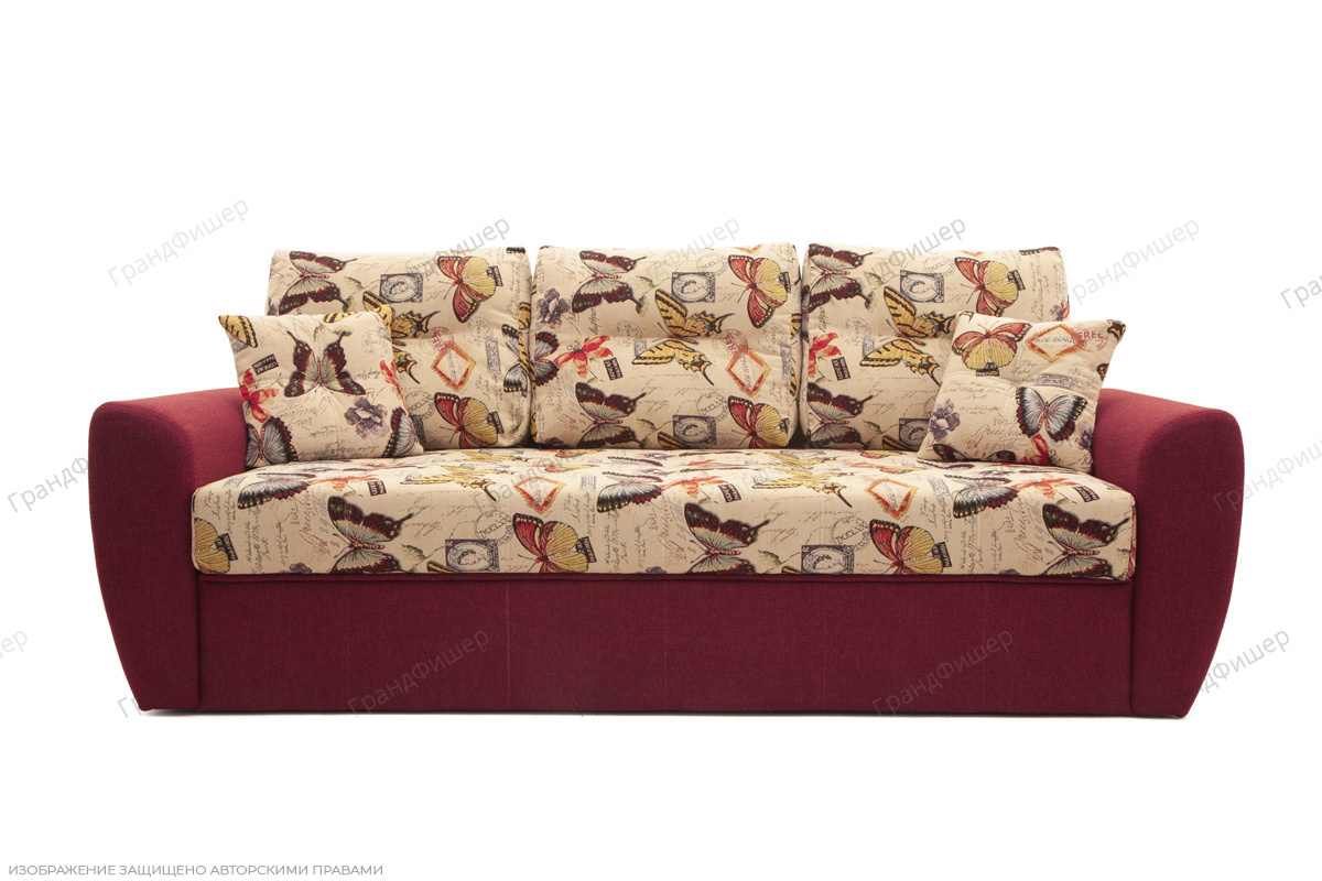 Прямой диван дельфин Венеция-3 History Batterfly + Orion Red Вид спереди