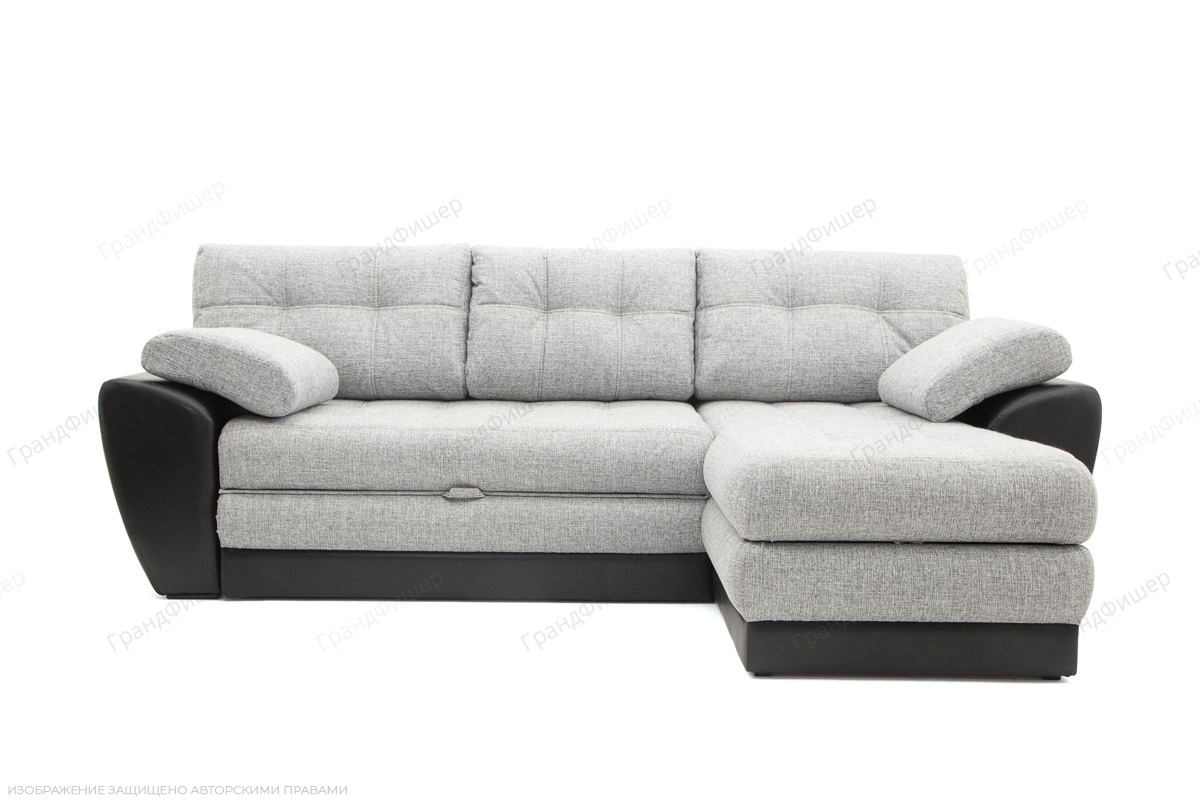 Угловой диван Император-2 Big Grey + Sontex Black Вид спереди