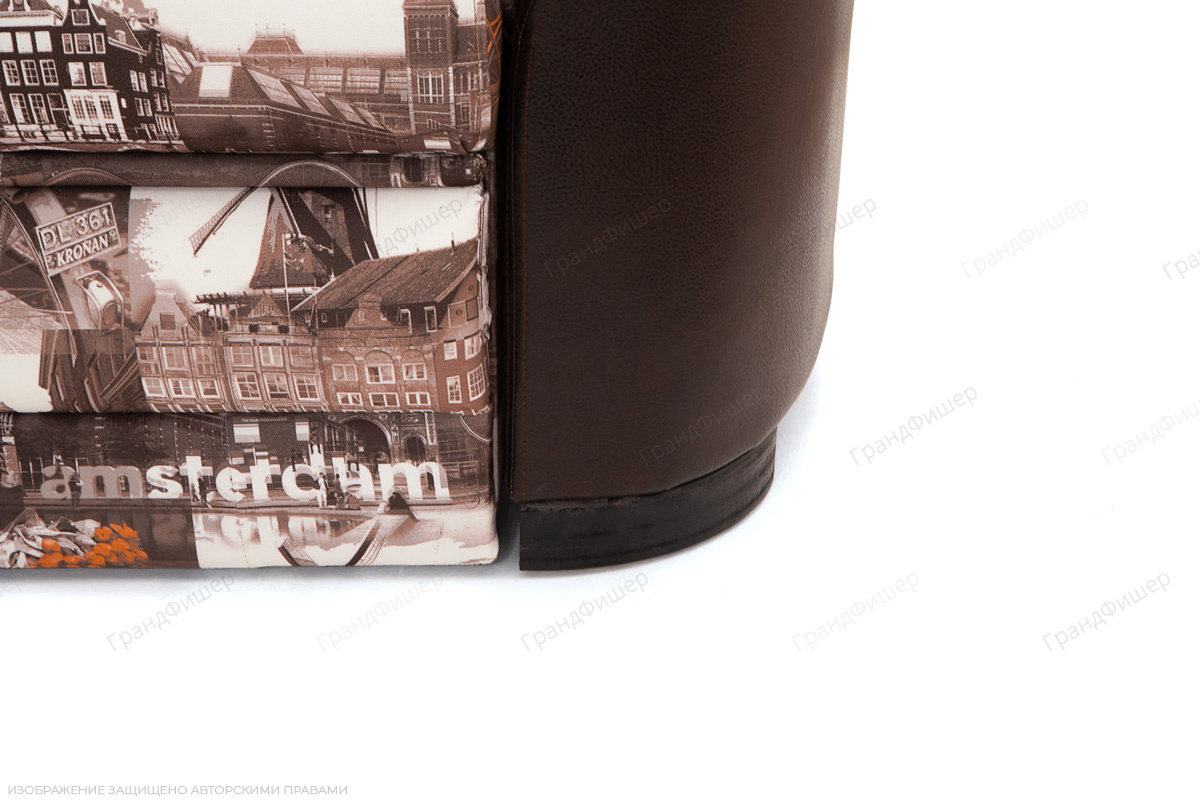 Прямой диван дельфин Лидия-4 Amsterdam Sepia + Sontex Umber Ножки