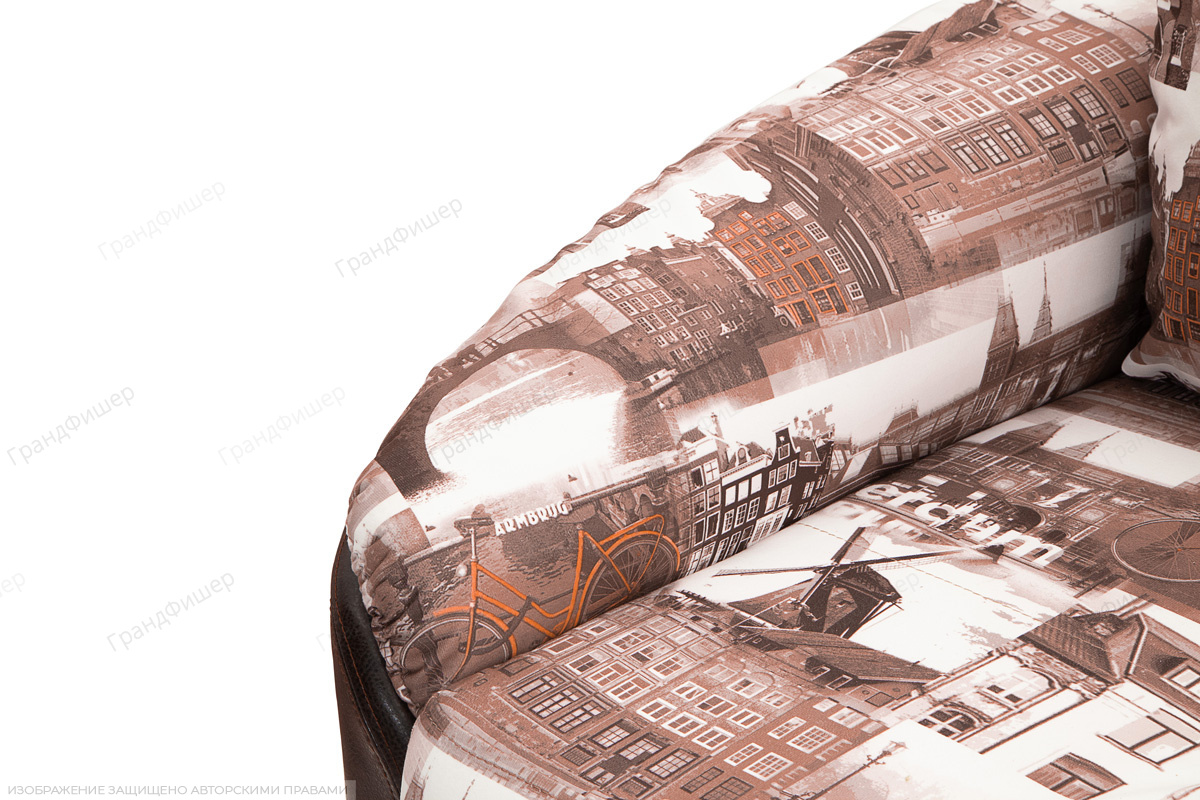 Прямой диван дельфин Лидия-4 Amsterdam Sepia + Sontex Umber Подлокотник