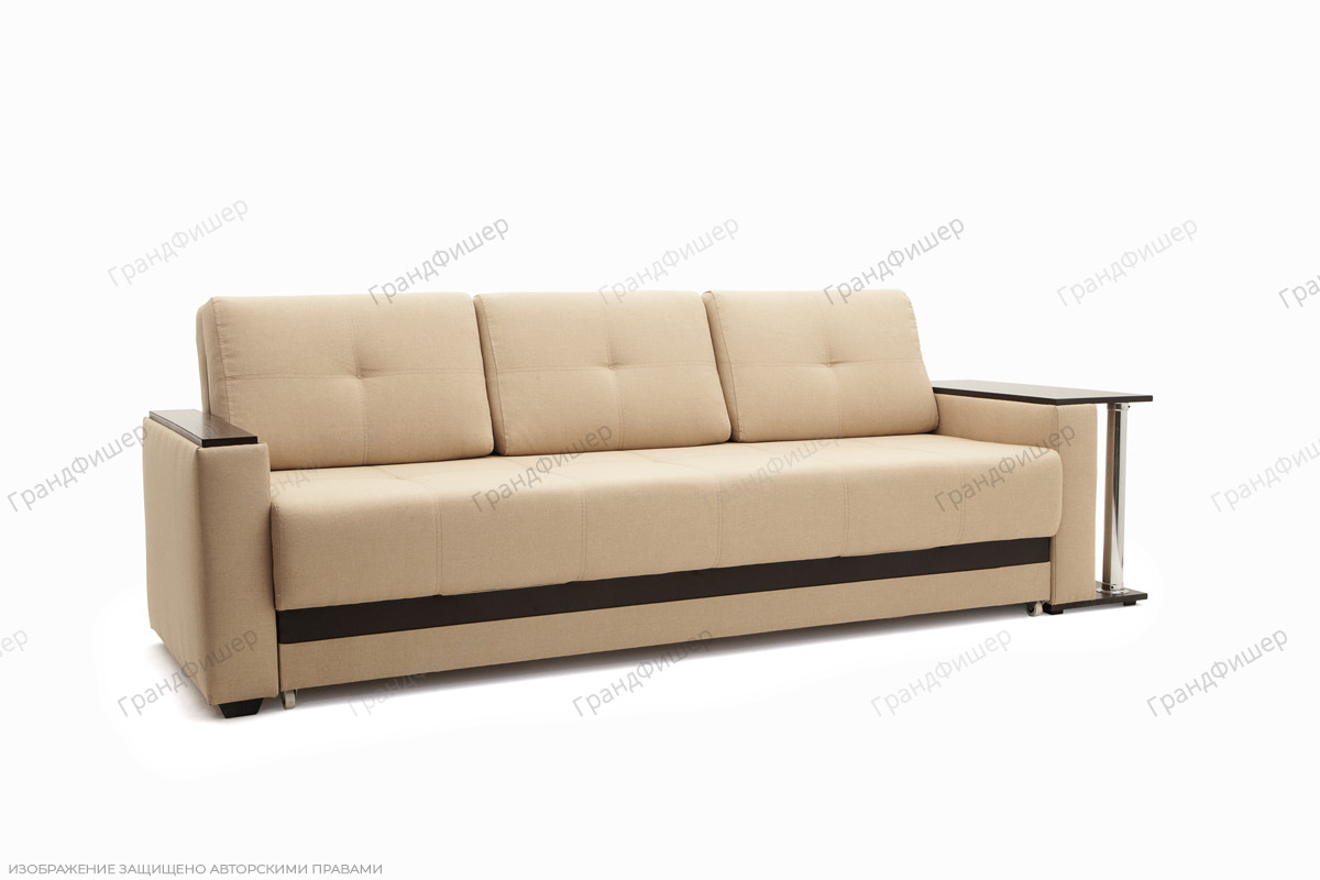 Прямой диван Атланта-3 эконом со столом Savana Camel + Sontex Umber Вид по диагонали