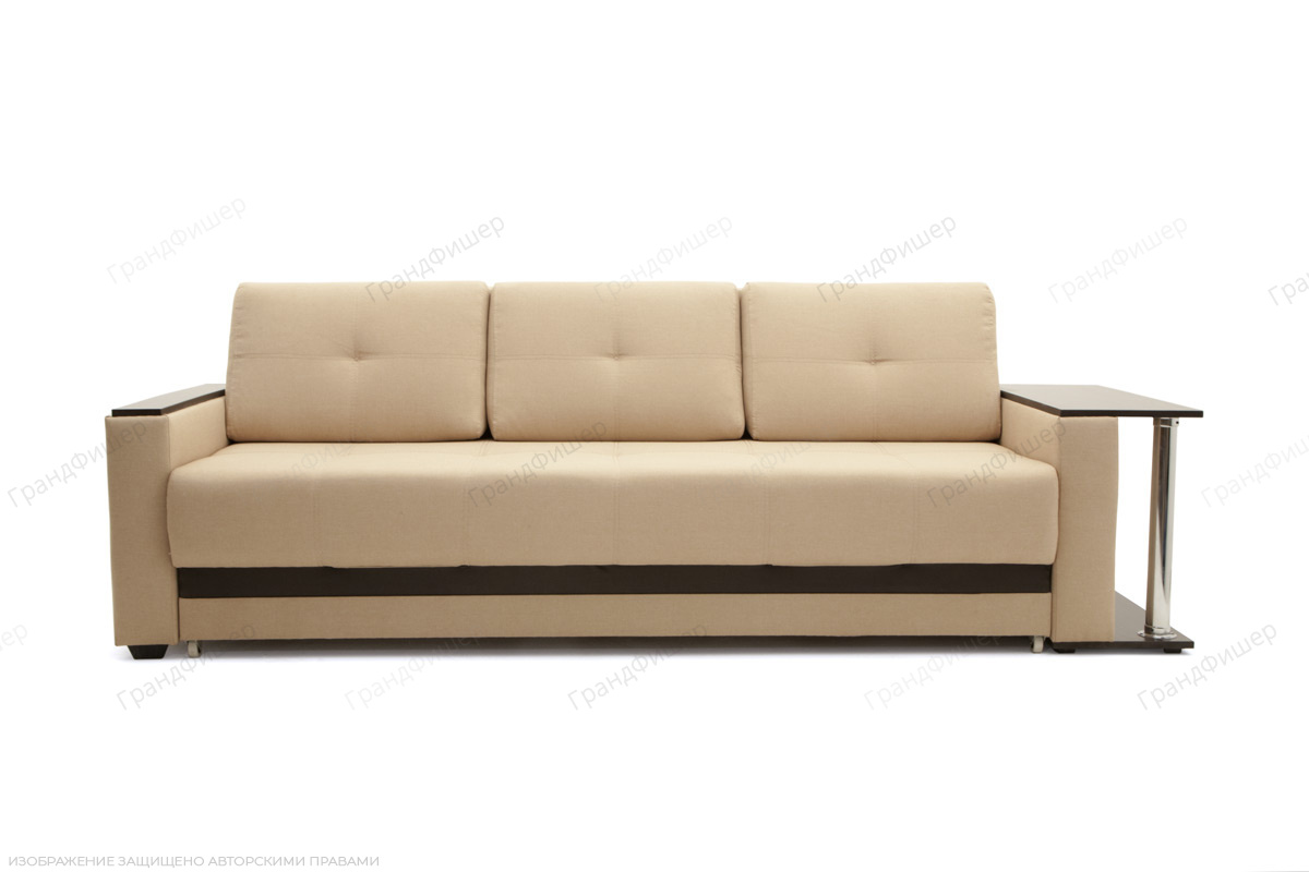 Прямой диван Атланта-3 эконом со столом Savana Camel + Sontex Umber Вид спереди