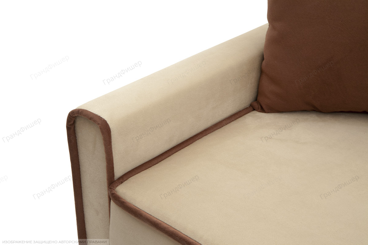 Жесткий диван Этро-3 Maserati Beige + Brown Подлокотник
