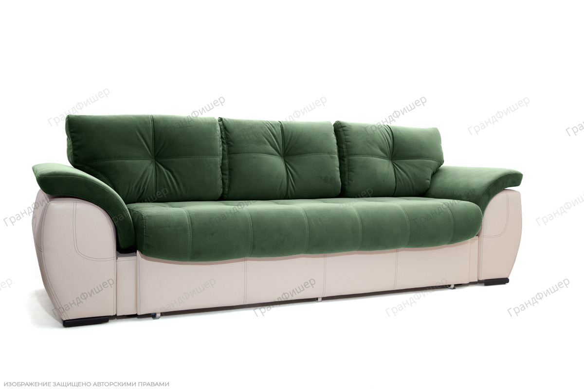 Прямой диван Соренто Amigo Green + Sontex Beige Вид по диагонали