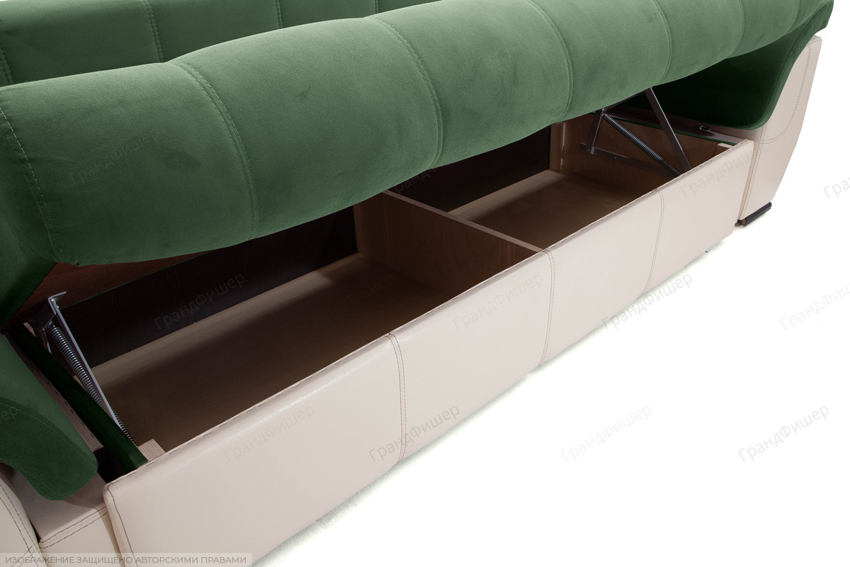 Прямой диван Соренто Amigo Green + Sontex Beige Ящик для белья