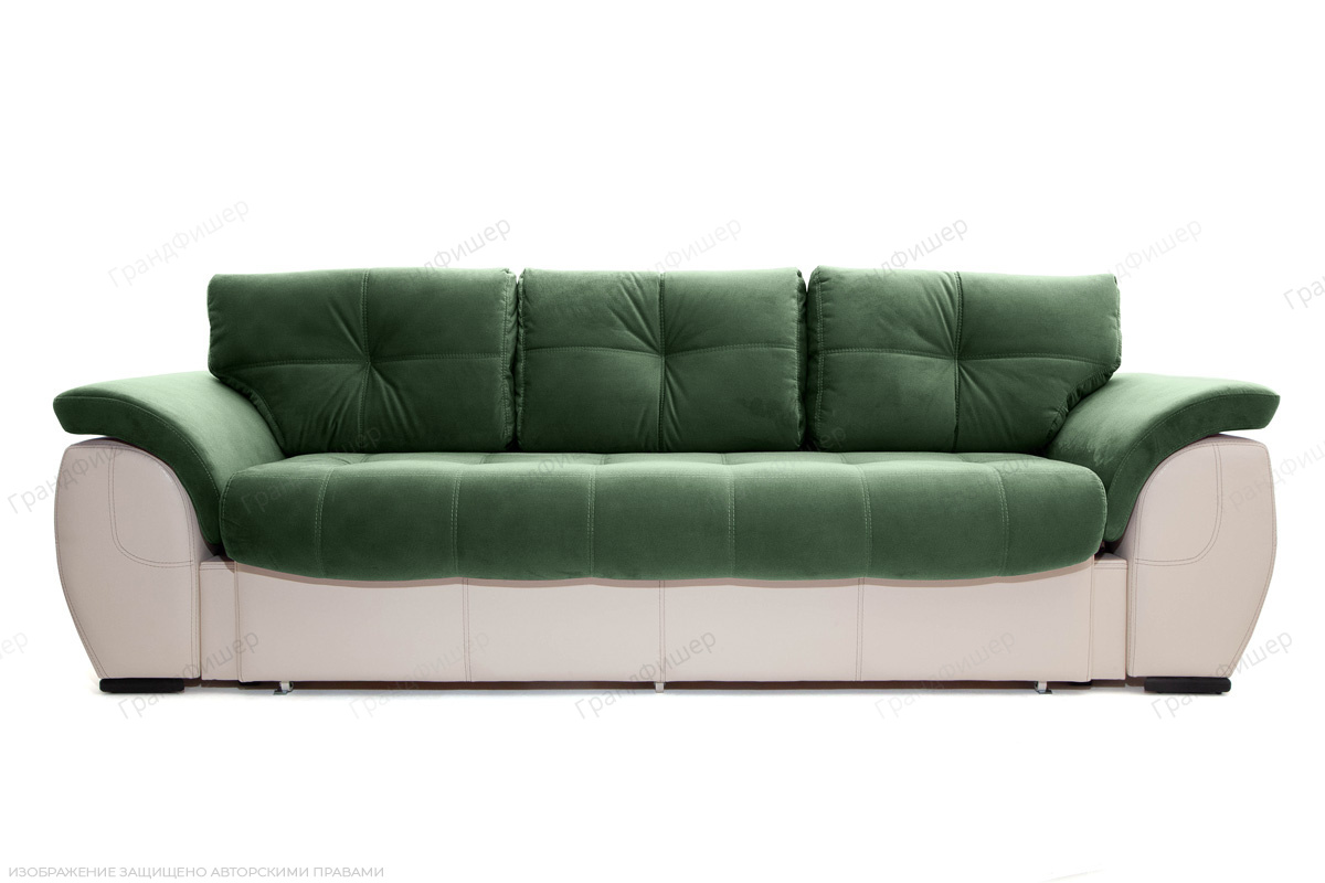 Прямой диван Соренто Amigo Green + Sontex Beige Вид спереди