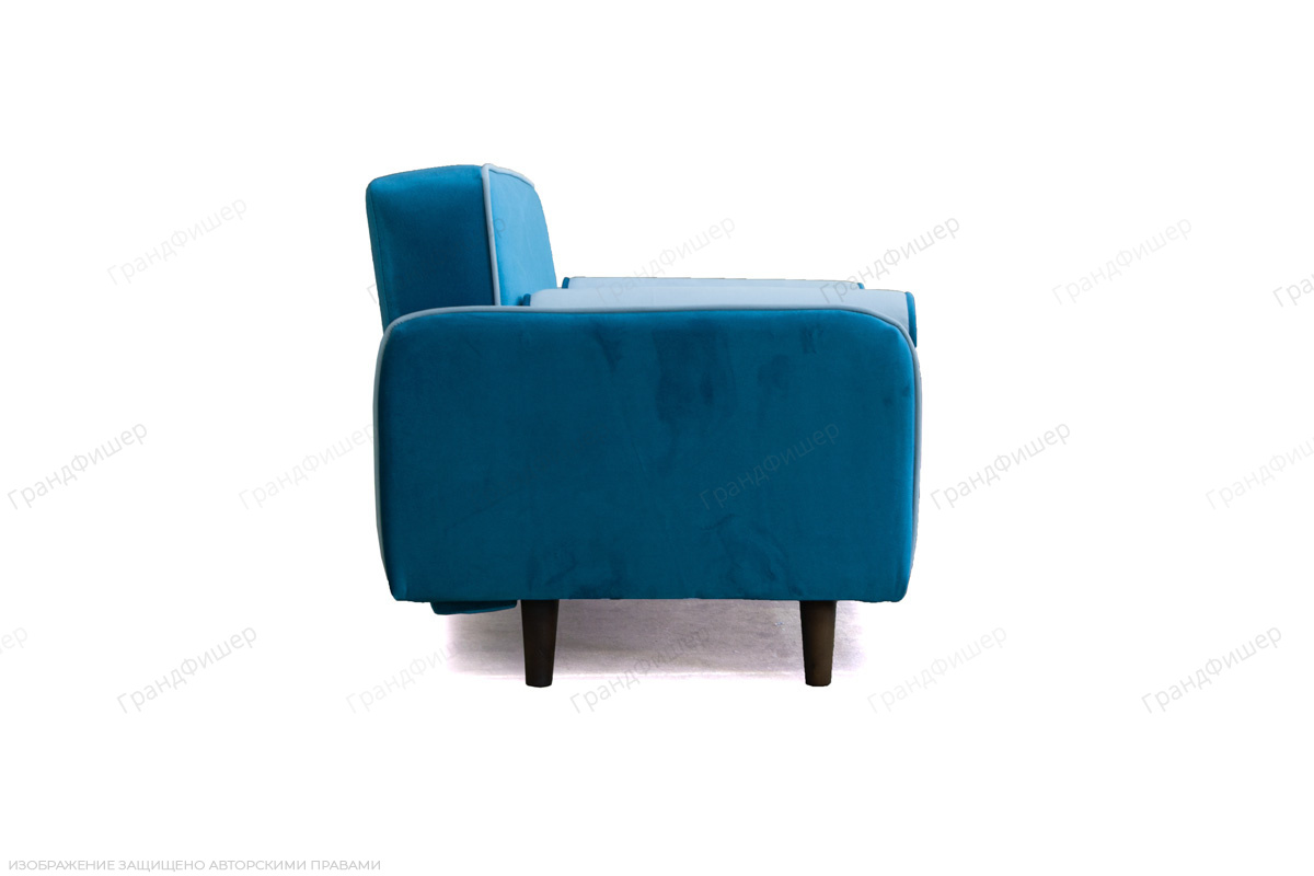 Голубой диван Сайли Velutto light blue Вид сбоку