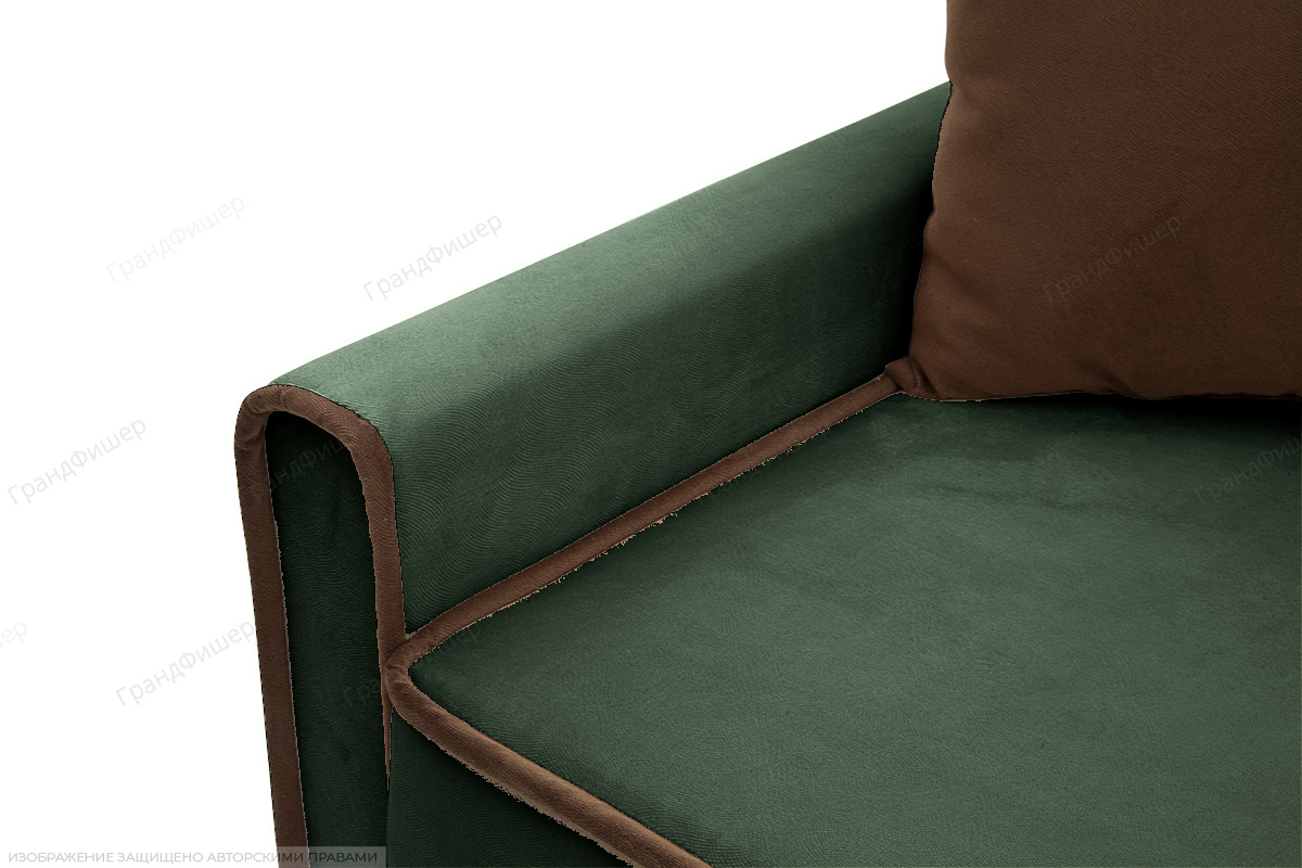 Прямой диван Этро-3 Amigo Green + Amigo Brown Подлокотник