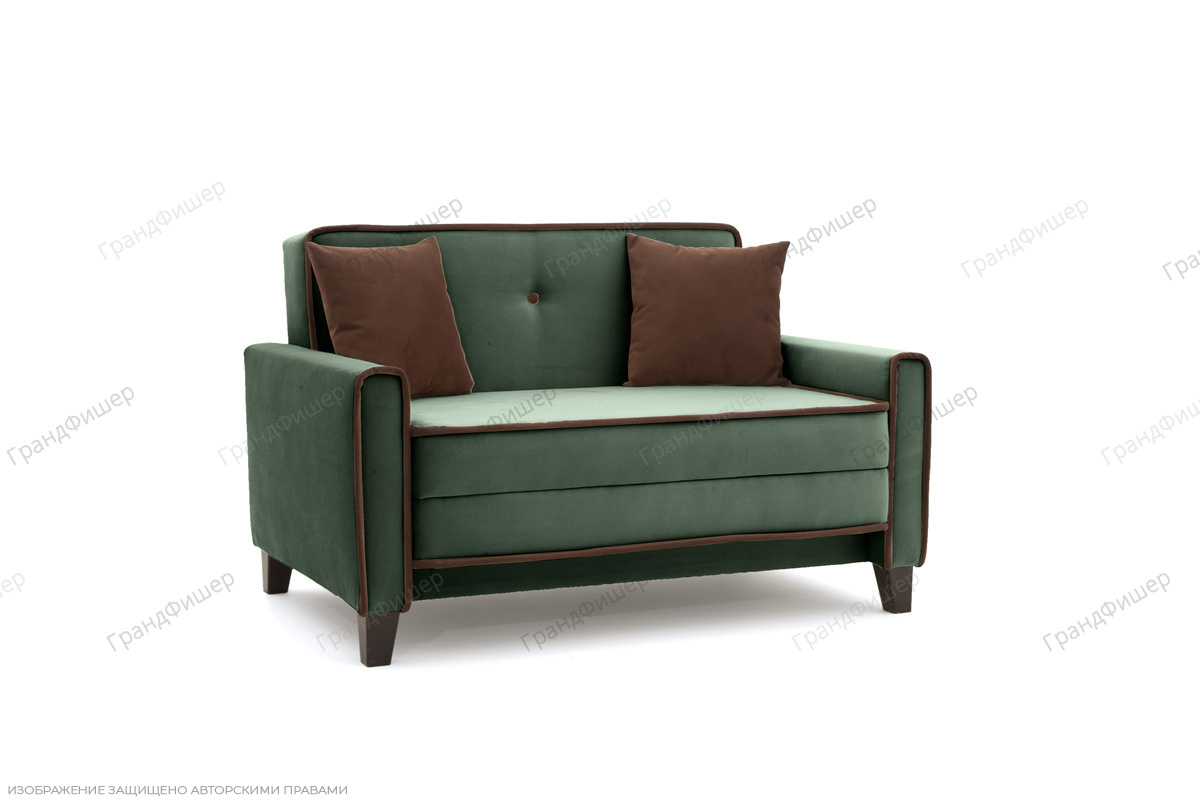 Прямой диван Этро-3 Amigo Green + Amigo Brown Вид по диагонали