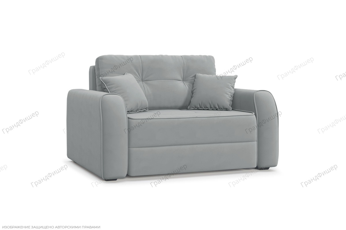 Прямой диван Каймак мини (спальное 100 см) Zara Steel 52 Вид по диагонали